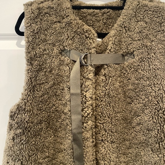Anthropologie Sherpa Army Green Vest One Size - Picture 3 of 7